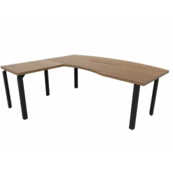Bureau ergonomique droit placage bois Epure Manager - l. 200 x pr. 100 + retour l. 80 x pr. 60 cm -