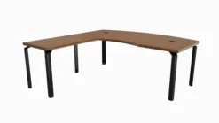 Bureau ergonomique droit placage bois Epure Manager - l. 200 x pr. 100 + retour l. 100 x pr. 60 cm