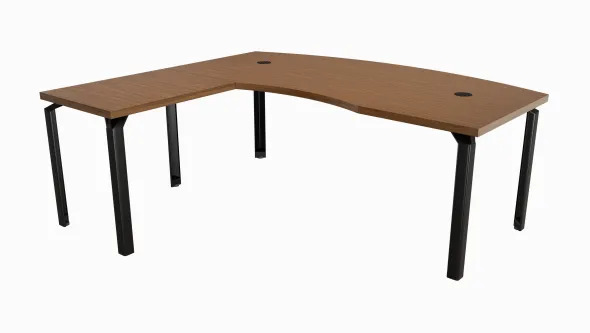 Bureau ergonomique droit placage bois Epure Manager - l. 200 x pr. 100 + retour l. 80 x pr. 60 cm