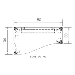 Bureau ergonomique vague Epure - l. 180 x l. 100 x pr. 60 cm