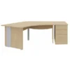 Bureau 120° symétrique Majesty - l. 108 x pr. 80 cm + caisson h. bureau - 3 tiroirs - pieds panneaux