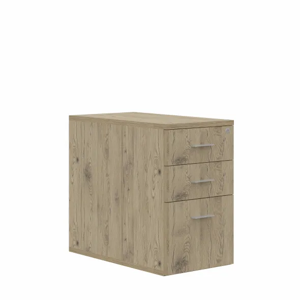 Caisson hauteur bureau Arial - 2 tiroirs plats + 1 tiroir dossiers suspendus - pr. 80 cm