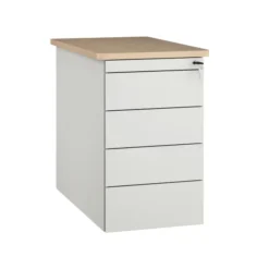 Caisson hauteur bureau Fusion - 4 tiroirs plats - pr. 80 cm - façade métallique