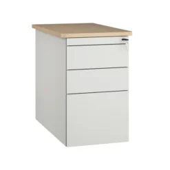 Caisson hauteur bureau Fusion - 2 tiroirs plats + 1 tiroir dossiers suspendus - pr. 80 cm - façade métallique