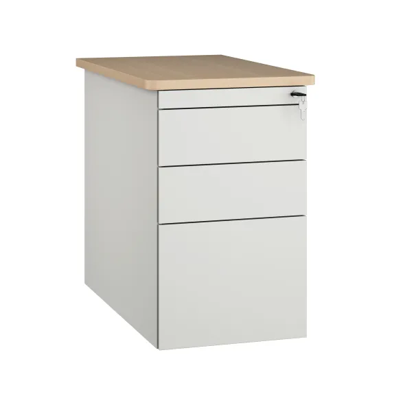 Caisson hauteur bureau Fusion - 2 tiroirs plats + 1 tiroir dossiers suspendus - pr. 80 cm - façade métallique