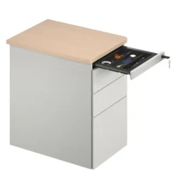 Caisson hauteur bureau Fusion - 2 tiroirs plats + 1 tiroir dossiers suspendus - pr. 80 cm - façade métallique