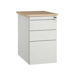 Caisson hauteur bureau Fusion - 2 tiroirs plats + 1 tiroir dossiers suspendus - pr. 66 cm - façade métallique