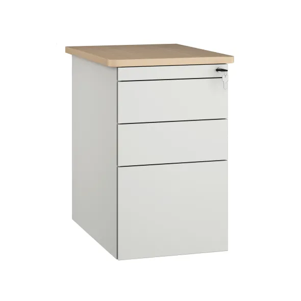Caisson hauteur bureau Fusion - 2 tiroirs plats + 1 tiroir dossiers suspendus - pr. 66 cm - façade métallique