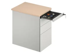 Caisson hauteur bureau Fusion - 2 tiroirs plats + 1 tiroir dossiers suspendus - pr. 66 cm - façade métallique