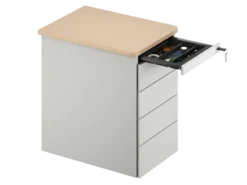 Caisson hauteur bureau Fusion - 4 tiroirs plats - pr. 66 cm - façade métallique
