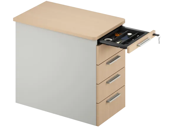 Caisson hauteur bureau Fusion - 4 tiroirs plats - pr. 80 cm - façade mélaminé