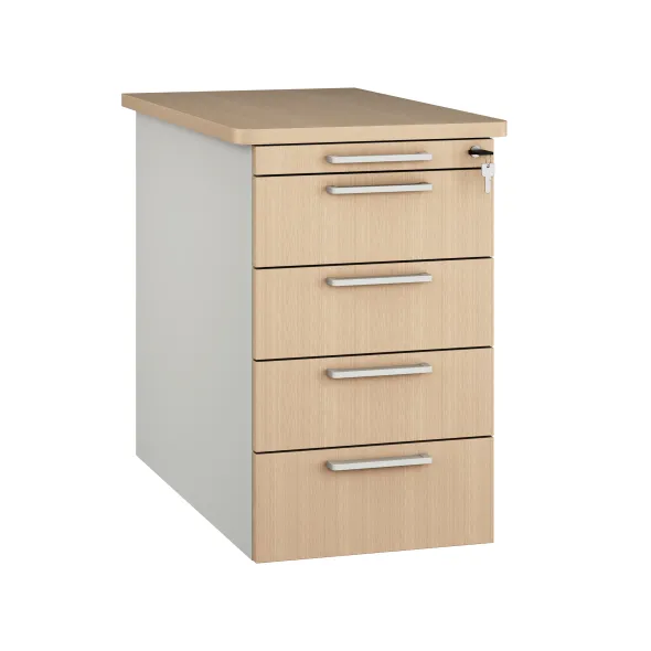 Caisson hauteur bureau Fusion - 4 tiroirs plats - pr. 80 cm - façade mélaminé