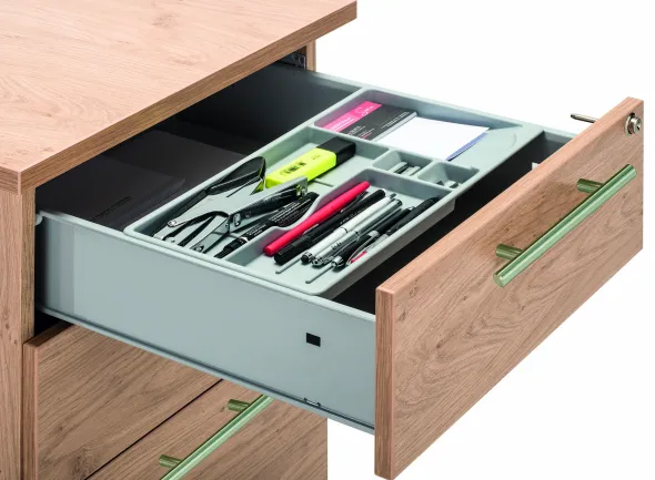 Caisson hauteur bureau Majesty - 2 tiroirs plats + 1 tiroir dossiers suspendus - pr. 80 cm