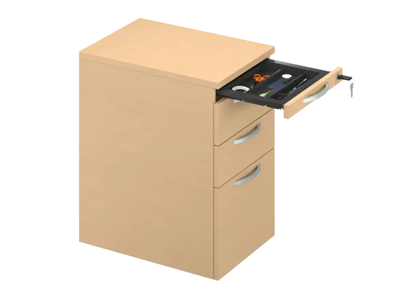 Caisson hauteur bureau mélaminé FrameOne II - 4 tiroirs plats - pr. 80 cm