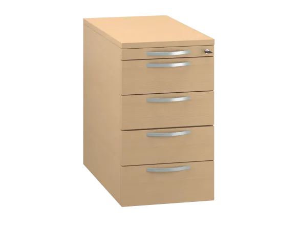Caisson hauteur bureau mélaminé FrameOne II - 4 tiroirs plats - pr. 80 cm