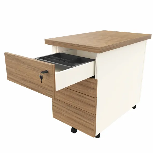 Caisson hauteur bureau mélaminé Epure - 4 tiroirs plats - pr. 80 cm