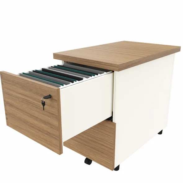 Caisson hauteur bureau mélaminé Epure - 2 tiroirs dossiers suspendus - pr. 80 cm