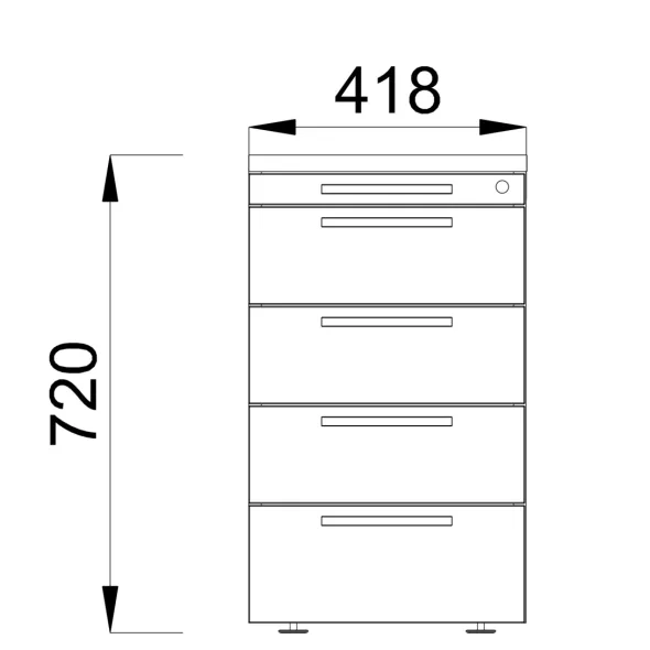 Caisson hauteur bureau mélaminé Possilio - 4 tiroirs plats