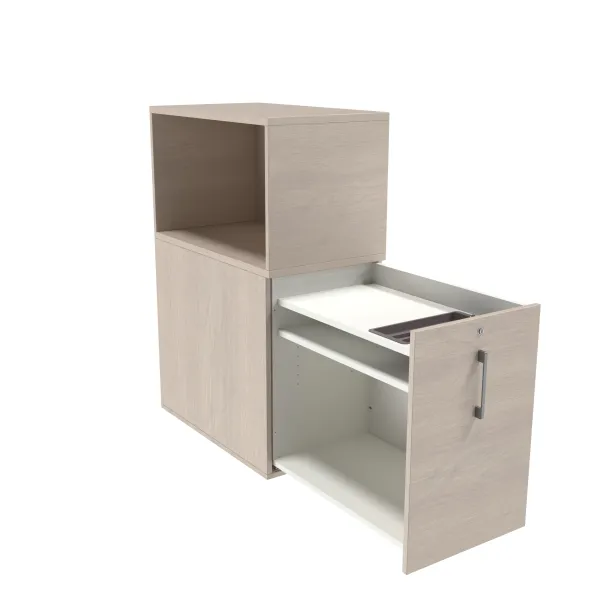 Caisson hauteur bureau mélaminé Evidence - 1 tiroir + niche - pr.80 cm