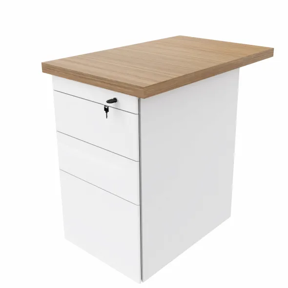 Caisson hauteur bureau métallique Epure - 2 tiroirs plats + 1 tiroir dossiers suspendus - pr. 80 cm