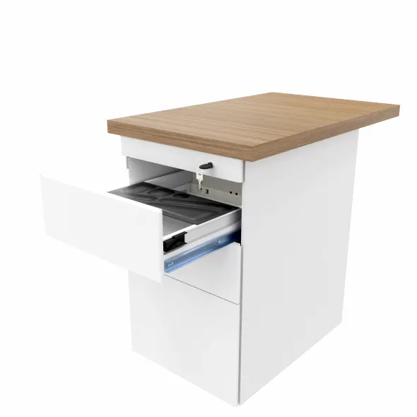 Caisson hauteur bureau métallique Epure - 2 tiroirs plats + 1 tiroir dossiers suspendus - pr. 80 cm
