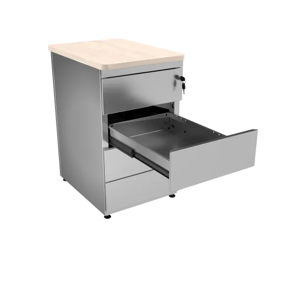Caisson hauteur bureau métallique Evidence - 4 tiroirs plats pr. 60 cm -