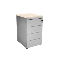 Caisson hauteur bureau métallique Evidence - 4 tiroirs plats pr. 60 cm -