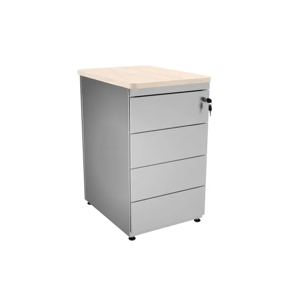 Caisson hauteur bureau métallique Evidence - 4 tiroirs plats pr. 60 cm -