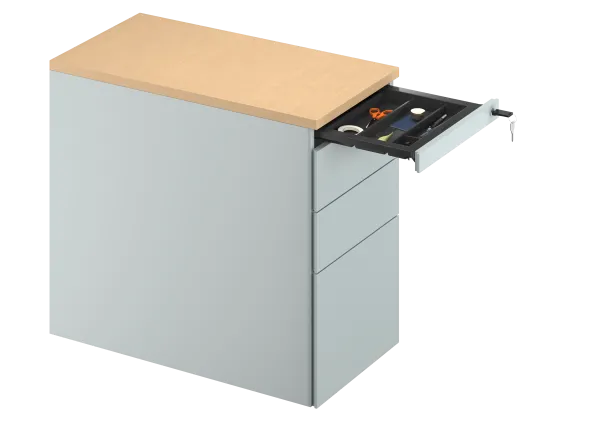 Caisson hauteur bureau métallique FrameOne II - 2 tiroirs plats + 1 tiroir dossiers suspendus - pr. 80 cm