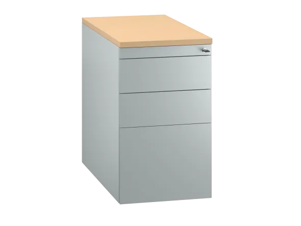 Caisson hauteur bureau métallique FrameOne II - 2 tiroirs plats + 1 tiroir dossiers suspendus - pr. 80 cm