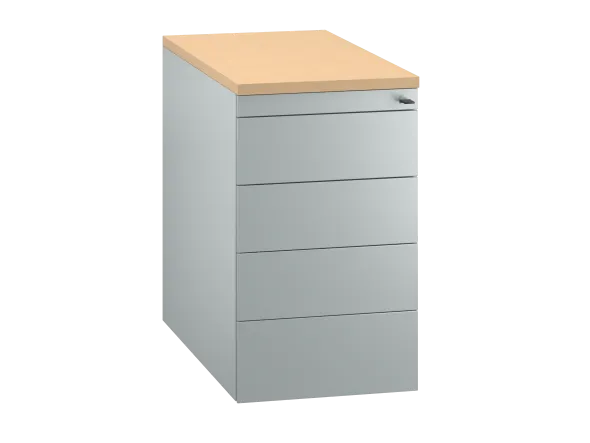 Caisson hauteur bureau métallique FrameOne II - 4 tiroirs plats - pr. 80 cm