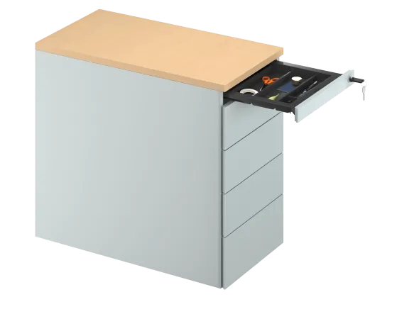 Caisson hauteur bureau métallique FrameOne II - 4 tiroirs plats - pr. 80 cm