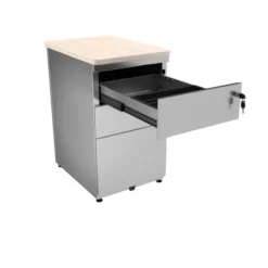 Caisson hauteur bureau métallique Corial - 2 tiroirs plats + 1 tiroir dossiers suspendus - pr. 60 cm - délai court