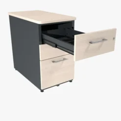 Caisson hauteur bureau métallique/mélaminé Corial-2 tiroirs plats + 1 tiroir dossiers suspendus - pr.80 cm - délai court