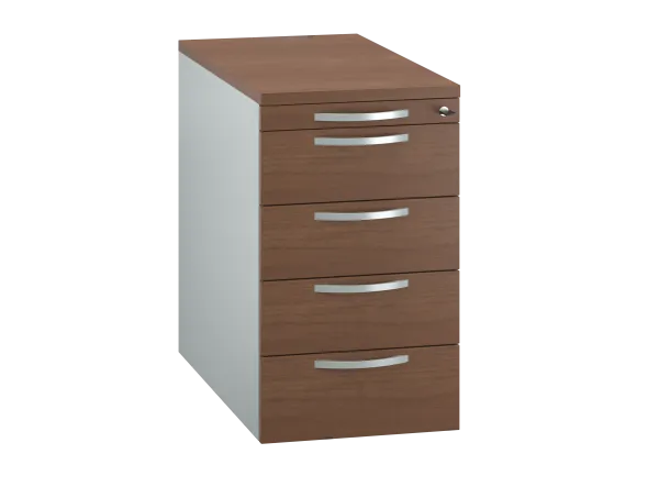 Caisson hauteur bureau placage bois/mélaminé FrameOne II Manager - 4 tiroirs plats - pr. 80 cm