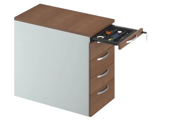 Caisson hauteur bureau placage bois/mélaminé FrameOne II Manager - 4 tiroirs plats - pr. 80 cm