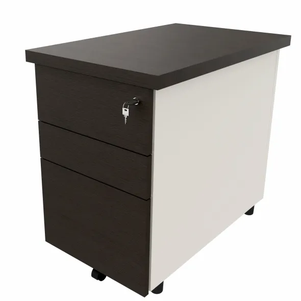 Caisson hauteur bureau placage bois/mélaminé Epure Manager - 2 tiroirs plats + 1 tiroir dossiers suspendus - pr. 80 cm