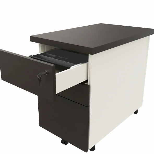 Caisson hauteur bureau placage bois/mélaminé Epure Manager - 2 tiroirs plats + 1 tiroir dossiers suspendus - pr. 80 cm