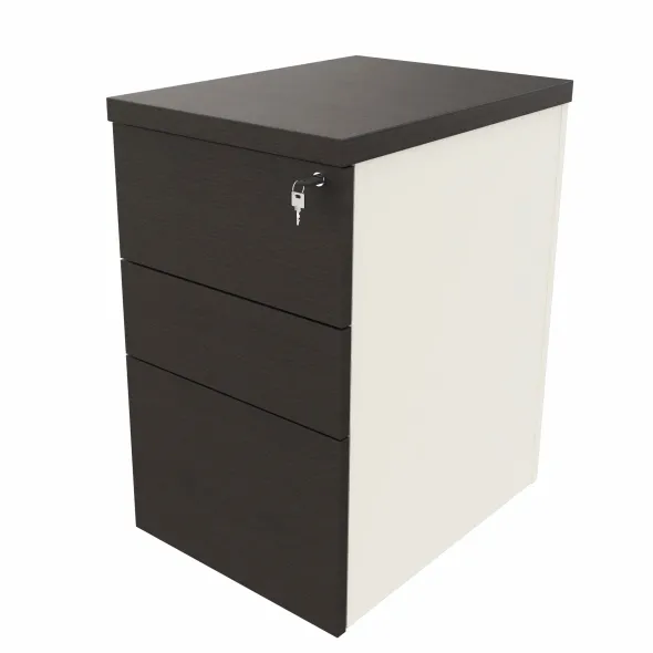 Caisson hauteur bureau placage bois/mélaminé Epure Manager - 2 tiroirs plats + 1 tiroir dossiers suspendus - pr. 60 cm