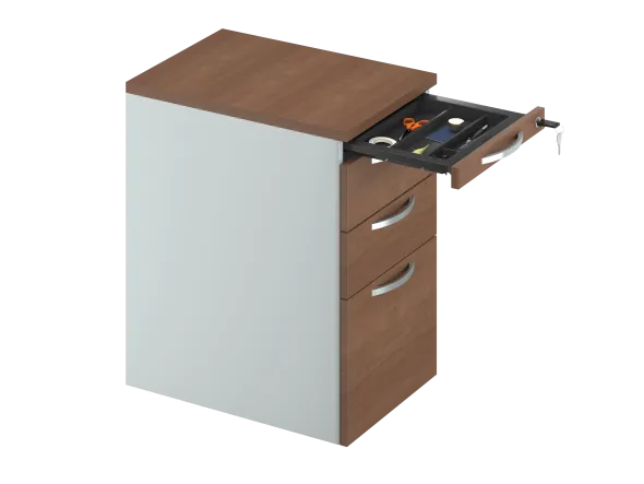 Caisson hauteur bureau placage bois/mélaminé FrameOne II Manager - 2 tiroirs plats + 1 tiroir doss. susp. - pr. 60 cm