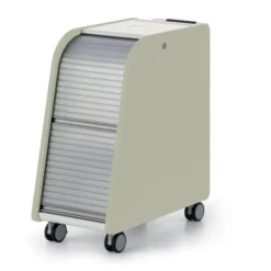 Caisson mobile Jogging - corps mélaminé/rideaux gris - équipé de 5 tiroirs e-clen h. 6 cm