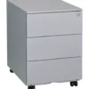 Caisson mobile métal Bruneau - 3 tiroirs plats - coloris gris aluminium