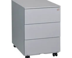 Caisson mobile métal Bruneau - 3 tiroirs plats - coloris gris aluminium