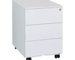Caisson mobile métal Bruneau - 3 tiroirs plats - blanc