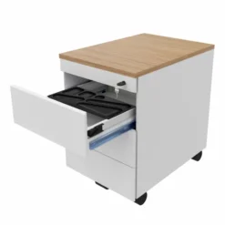 Caisson mobile métallique Epure - 3 tiroirs plats - coiffe