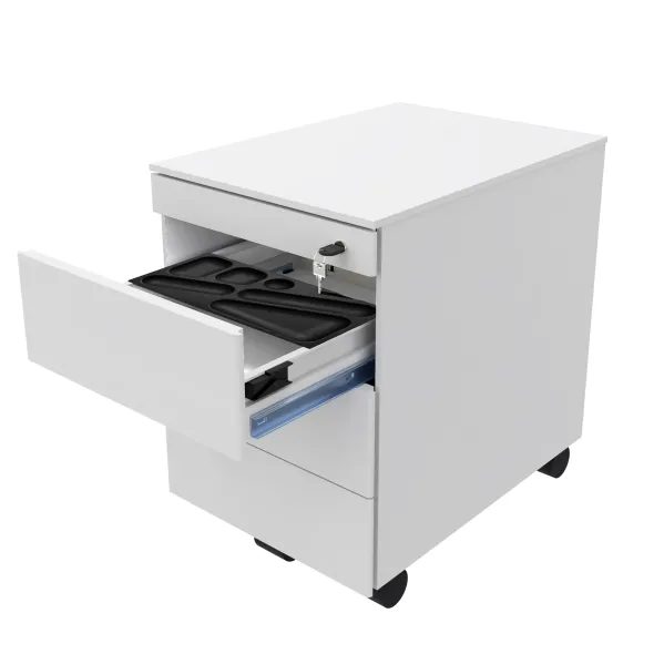 Caisson mobile métallique Epure - 3 tiroirs plats - sans coiffe