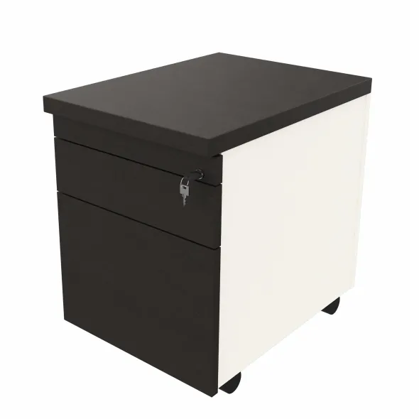 Caisson mobile placage bois/mélaminé Epure Manager - 1 tiroir plat + 1 tiroir dossiers suspendus