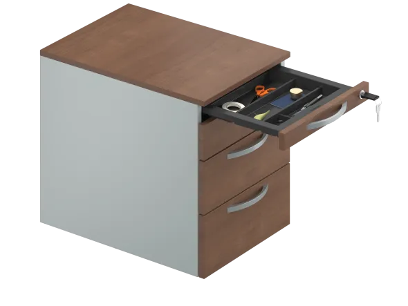 Caisson mobile placage bois/mélaminé FrameOne II Manager - 3 tiroirs plats