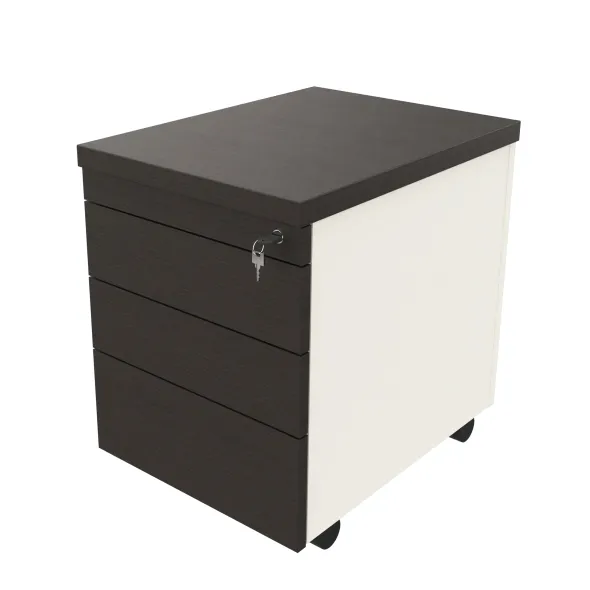 Caisson mobile placage bois/mélaminé Epure Manager - 3 tiroirs plats