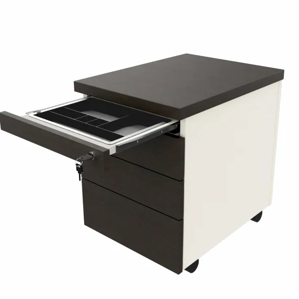 Caisson mobile placage bois/mélaminé Epure Manager - 3 tiroirs plats